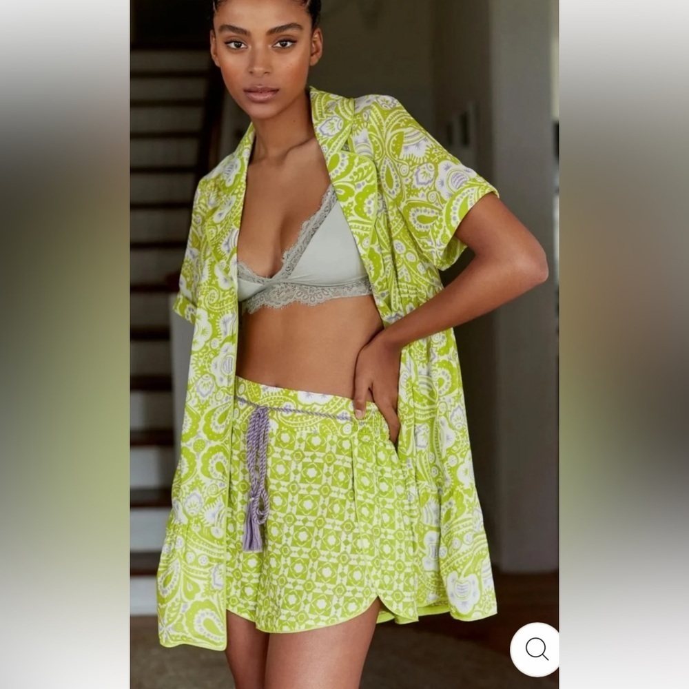 NEW By Anthropologie DAHLIA FLORAL SHORTS Yellow Motif  Size XL